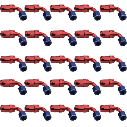 Proflow PFE103-10-25 Bulk Pack 90 Degree Hose End -10AN Hose to Female Blue/Red 25pc