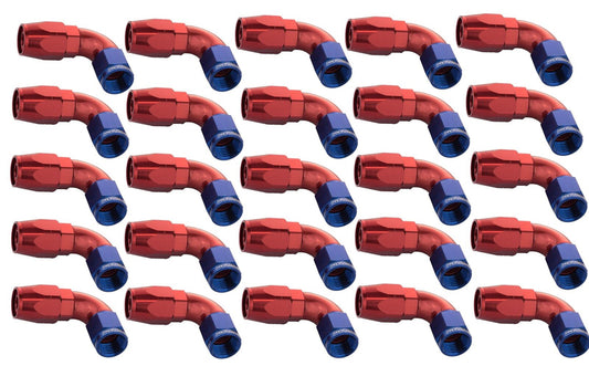 Proflow PFE503-06-25 Bulk Pack Cutter Hose End 90 Degree -06AN Blue/Red 25pc