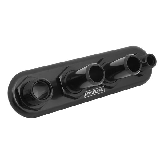 Proflow PFEACWP104BK Firewall Bulkhead Aluminium Air Con 4 Port #10 #6 Inline Black