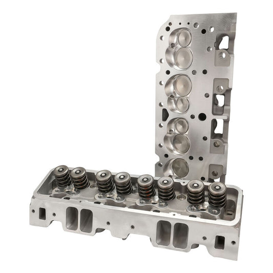 Proflow PFEAHC22064-CNC Cylinder Heads SuperMax 220 CNC SB Chev Aluminum Assembled 7/16 Studs & G/Plates 64cc Chamber Angle Plug 210cc Intake Runner,600HP,Pair