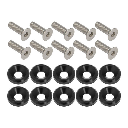 Proflow PFE900-03BK Billet Dress Up & Fender Washer Kits 1/4'' UNC x 3/4'' Black 10-Pack