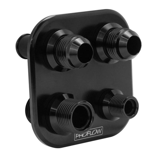 Proflow PFEACWP103BK Firewall Bulkhead Aluminium Air Con 4 Port #6 #10 Inline Black