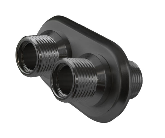 Proflow PFEACWP102BK Firewall Bulkhead Aluminium Air Con 2 Port #10 #10 Inline Black