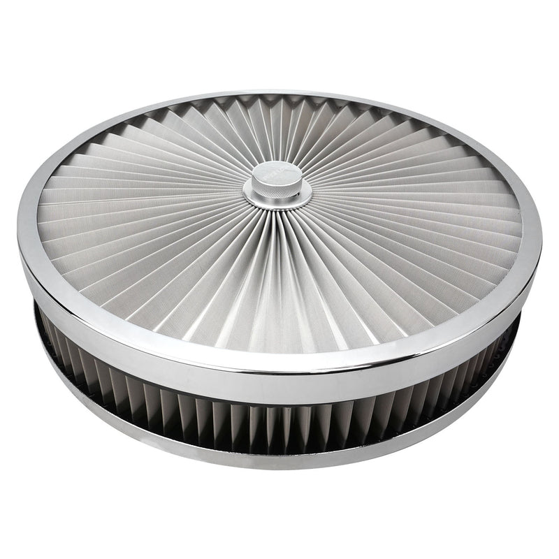 Proflow PFEAF-350063S Air Filter Assembly Flow Top Round Stainless Steel 14in. x 2.5in. Suit 5-1/8in. Neck Recessed Base