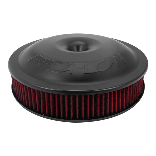 Proflow PFEAF-143RABK Air Filter Assembly 14in. Diameter x 3in. Height Race Spun Aluminium Black 5-1/8 in. Recessed Base