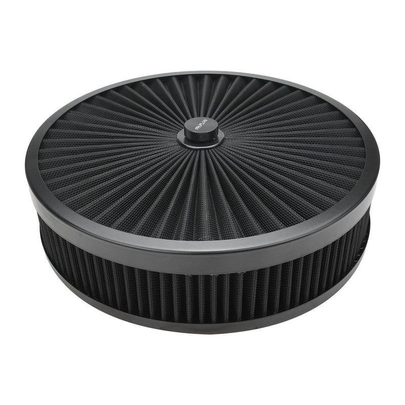 Proflow PFEAF-350076B Air Filter Assembly Flow Top Round Black 14in. x 3in. Suit 5-1/8in. Neck Recessed Base