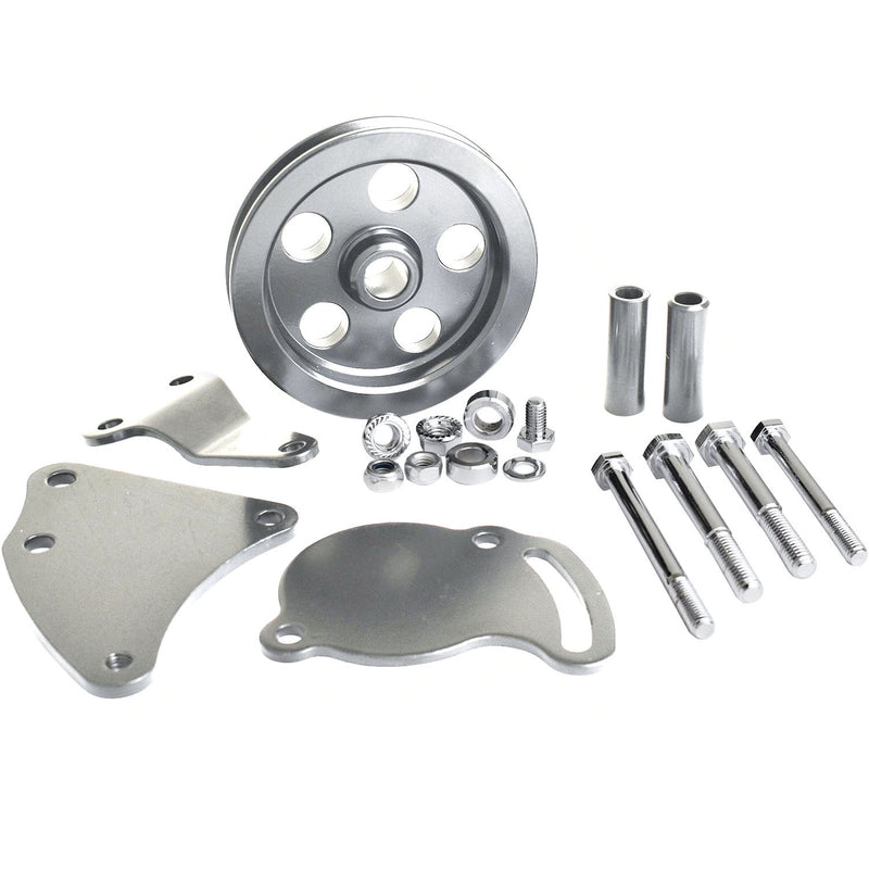 Proflow PFEPSP450C Power Steering Pump Bracket mounting kit GM Type Pump V Belt Pulley Chrome
