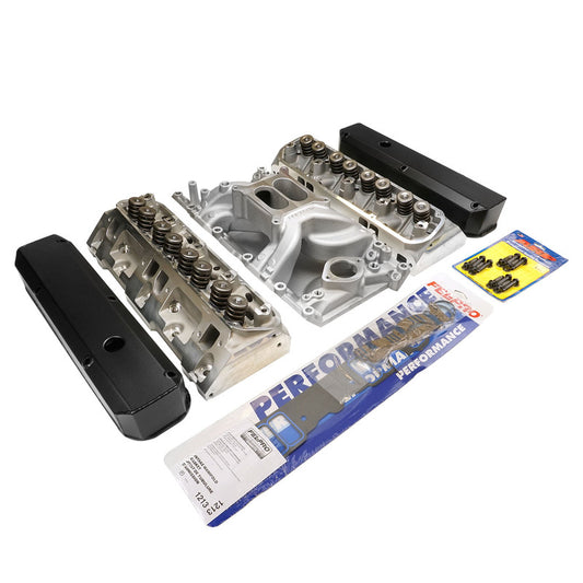 PFEM7576-HEADS Proflow Cylinder Head AirMax 180 & Intake Kit Manifold AirMax Aluminium Natural Square Bore SB For Chrysler