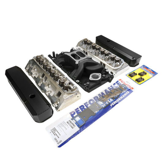 PFEM7576-BK-HEADS Proflow Cylinder Head AirMax 180 & Intake Kit Manifold AirMax Aluminium Black Square Bore SB For Chrysler