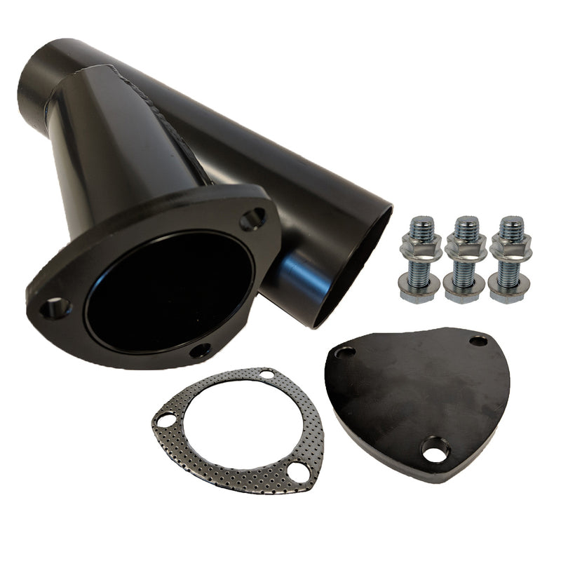 Proflow PFEEYPSTL35 Exhaust Steel Cut Out Y Pipe 3.5in Cap Gasket & Bolts 10in. overall length Each