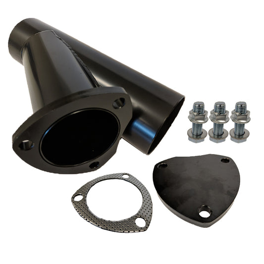 Proflow PFEEYPSTL35 Exhaust Steel Cut Out Y Pipe 3.5in Cap Gasket & Bolts 10in. overall length Each