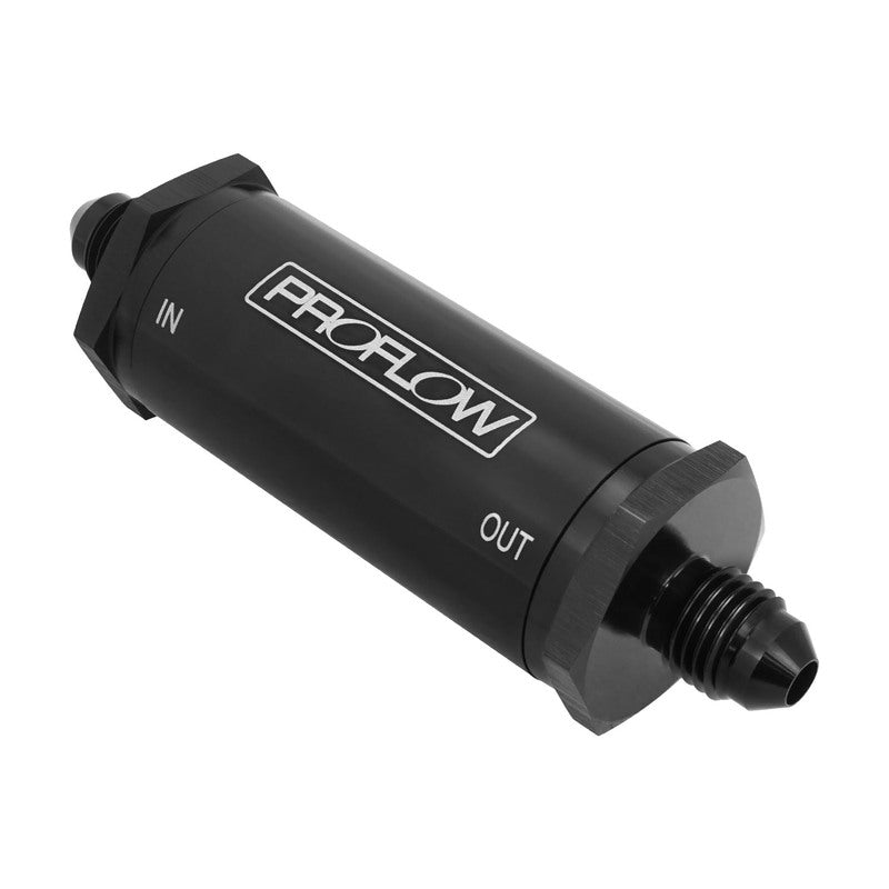 Proflow PFEOS900 Inline Billet Turbo Oil Filter 30 Micron AN4 Male Threads Black Anodised