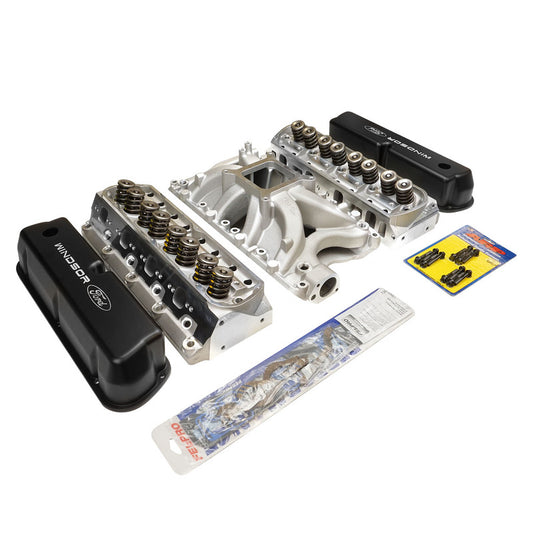 PFEM2981-HEADS Proflow Cylinder Head SuperMax 205 & Intake Kit Manifold Max Jr Single Plane Aluminium Natural Square Bore SB For Ford 351W