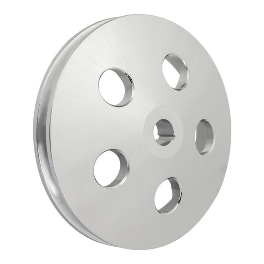 Proflow PFE-R3722C Power Steering Pulley V-belt Style Single Groove Type 2 Pump .665in Press Fit 5.80 in. O.D Chev Aluminum Chrome,
