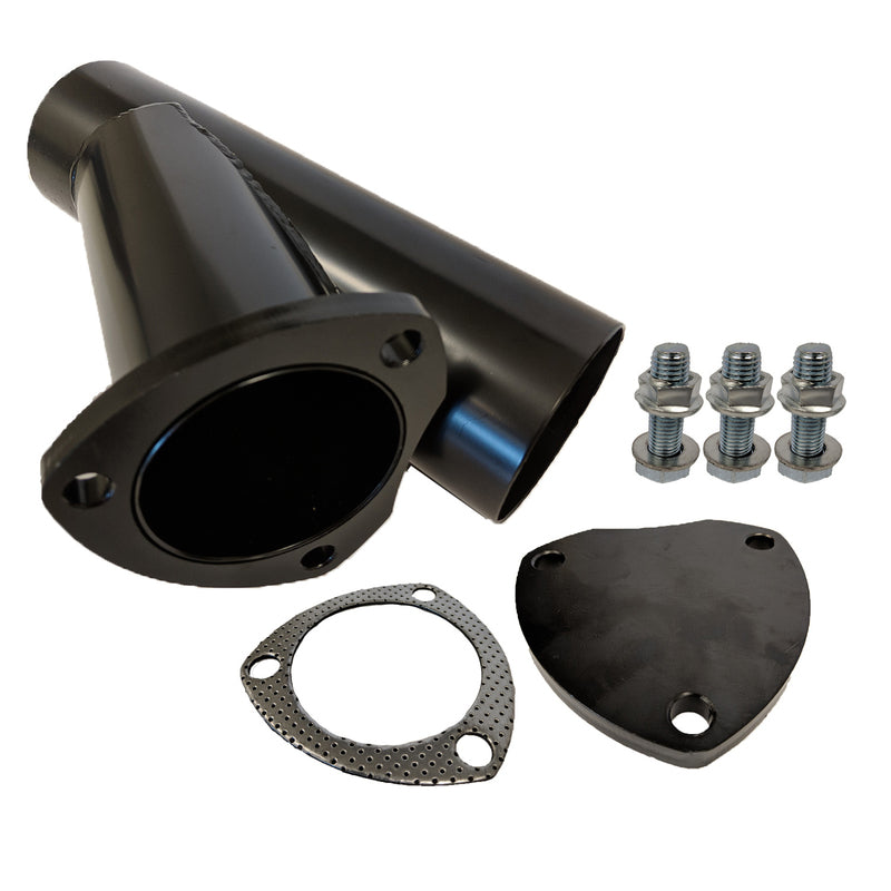 Proflow PFEEYPSTL25 Exhaust Steel Cut Out Y Pipe 2.5' Cap Gasket & Bolts 10in. overall length Each