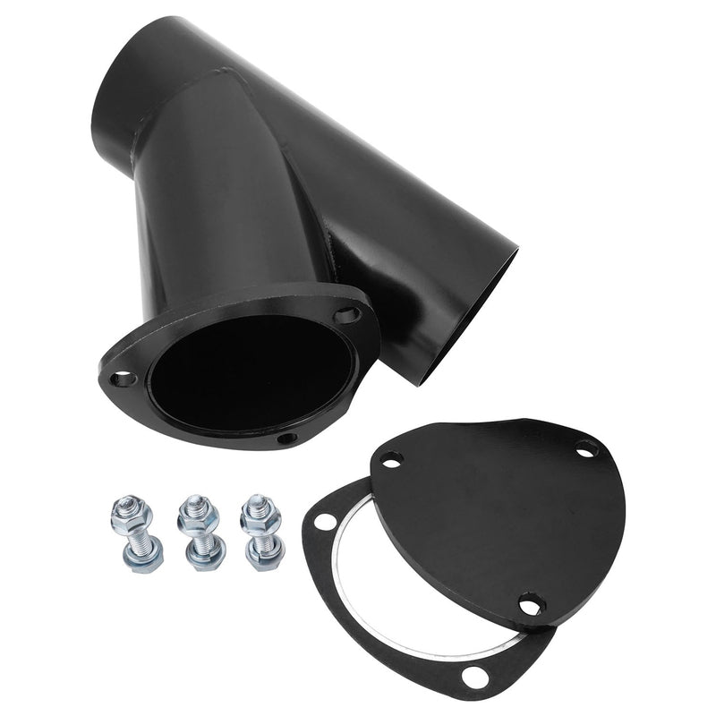 Proflow PFEEYPSTL40 Exhaust Steel Cut Out Y Pipe 4.0in Cap Gasket & Bolts 10in. overall length Each