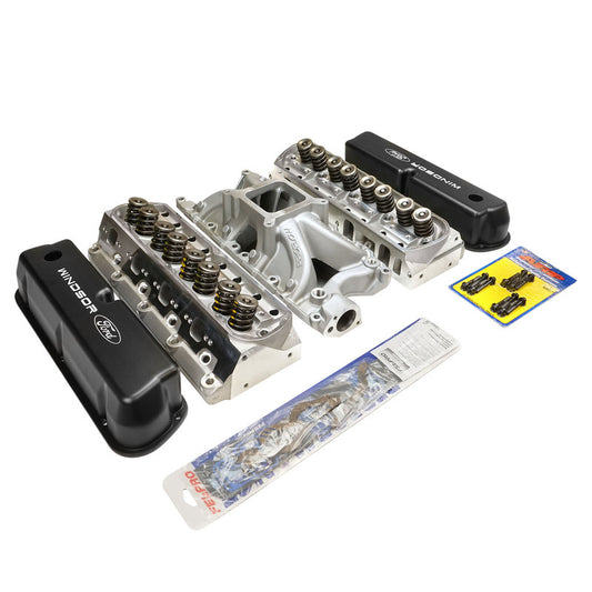PFEM2921-HEADS Proflow Cylinder Head SuperMax 210 & Intake Kit Manifold Max Jr Single Plane Aluminium Natural Square Bore SB For Ford 289 302W