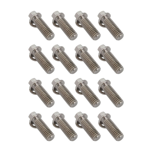 Proflow PFEEHBST-1 Header Bolts 5/16'' Hex Head Tight Access 3/8''-16 x 1.00'' Stainless SS304 0.527'' OD Washers Set of 16