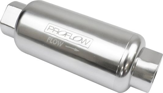 Proflow PFEFS302P-100 Fuel Filter Inline Mount Billet Aluminium Silver Anodised 100 Microns 183mm length -12 AN Inlet/Outlet Each