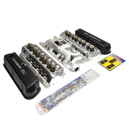 PFEM7521-HEADS Proflow Cylinder Head AirMax 185 & Intake Kit Manifold AirMax Dual Plane Aluminium Natural Square Bore For Ford 289/302 Each