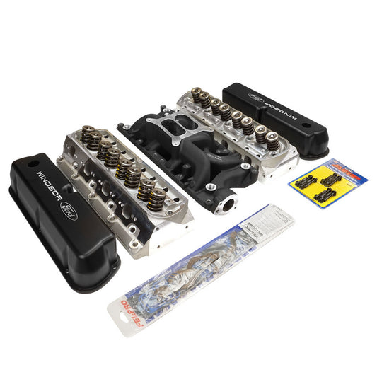 PFEM7521-BK-HEADS Proflow Cylinder Head AirMax 185 & Intake Kit Manifold AirMax Dual Plane Aluminium Black Square Bore For Ford 289/302 Each