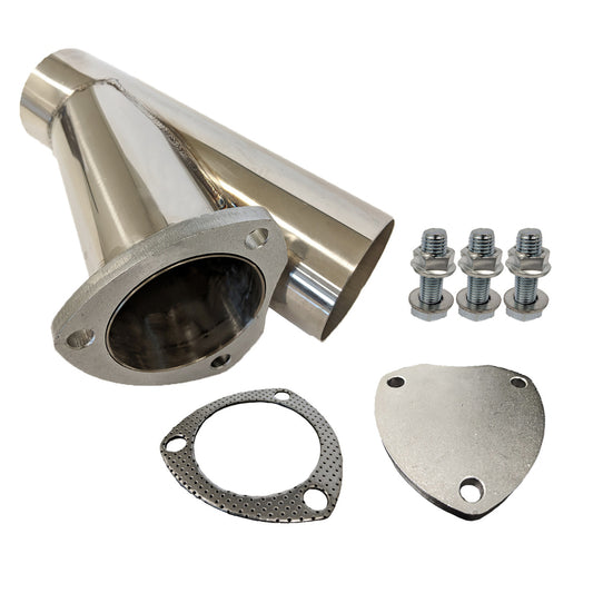 Proflow PFEEYPSS40 Exhaust 304 Stainless Steel Cut Out Y Pipe 4.0in Cap Gasket & Bolts 10in. overall length Each