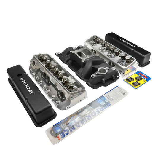 PFEM7501-BK-HEADS Proflow Cylinder Head AirMax 180 & Intake Kit Manifold AirMax Aluminium Black Square Bore For Chevrolet Small Block