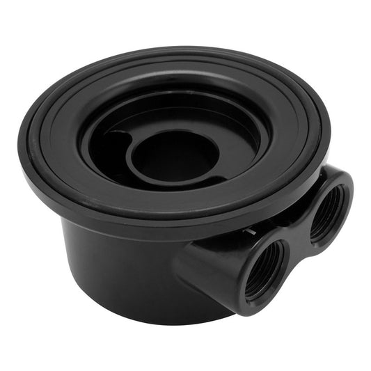 Proflow PFEOS-OB2010 Universal Oil Filter Sandwich Adaptor Ford & Chev 90 Deg AN8 ORB Ports Billet Aluminum Black
