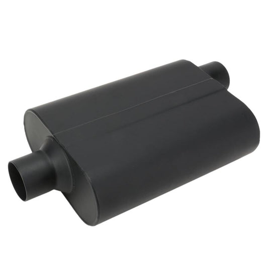 Proflow PFEEM31502 Muffler 2.50 in Black Compact Flow Chamber II Side Inlet To 2.5 in. Centre Outlet 9.75" x 13" x 4" body Each