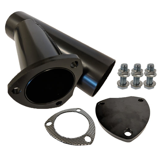 Proflow PFEEYPSTL30 Exhaust Steel Cut Out Y Pipe 3.0'' Cap Gasket & Bolts 10in. overall length Each