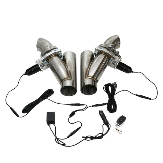 Proflow PFEEEC300-D Dual Exhaust Cutouts Electric Aluminium Bolt On 3.0 in. Diameter Stainless Steel Tubing Kit