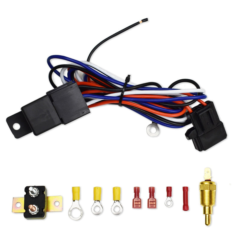 Proflow PFERFERK Electric Fan Control 30 Amp Relay 30 Amp Circuit Breaker Thermostatic Switch On 185 F - Off 170 F Degrees Kit