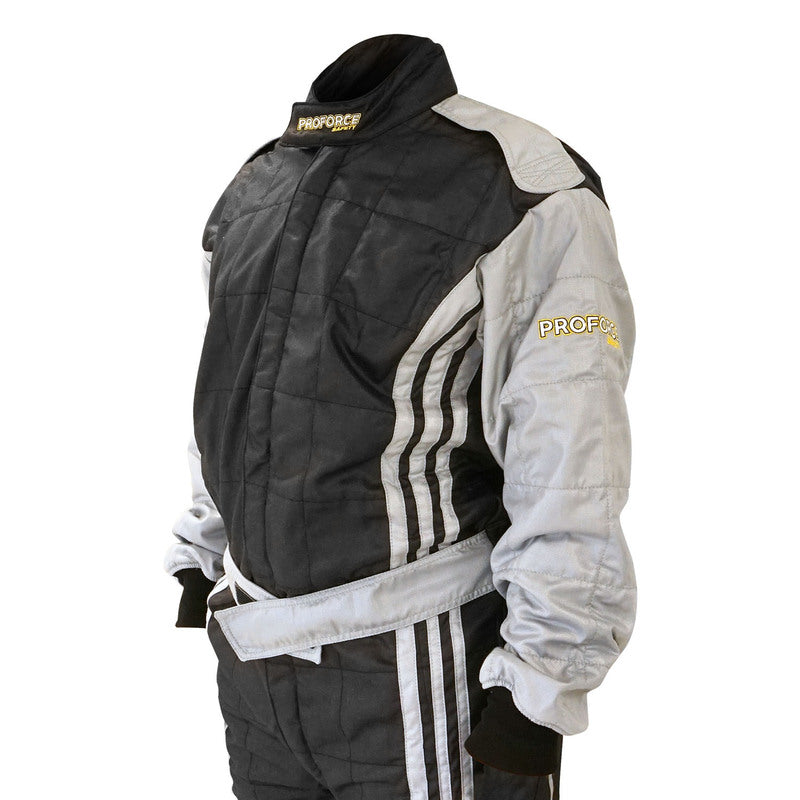 Proforce Safety PFS-4150-L Proforce Driving Suit Racing Triple Layer FIA Advanced 100% Nomex Fabric Black/Gray Large Each