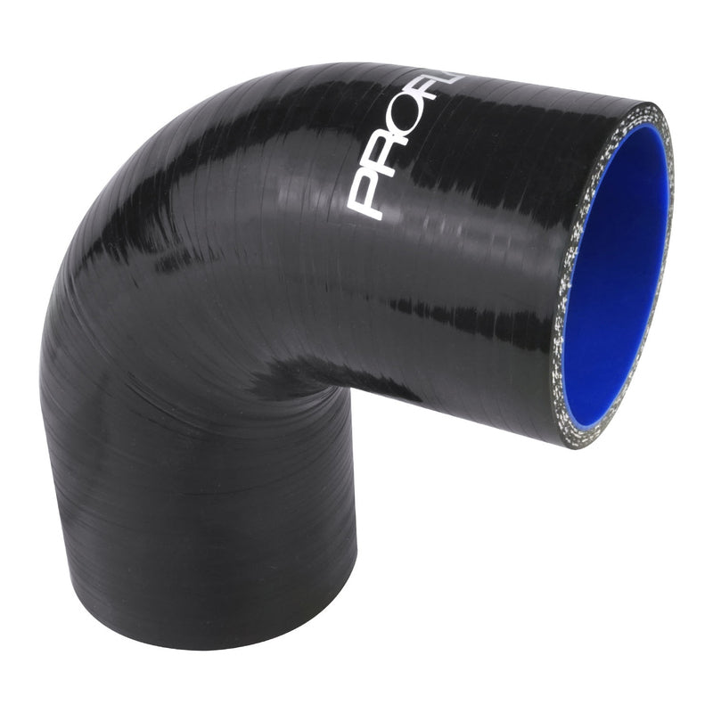 Proflow PFES203-150-250B Hose Tubing Air intake Silicone Reducer 1.50in. - 2.50in. 90 Degree Elbow Black
