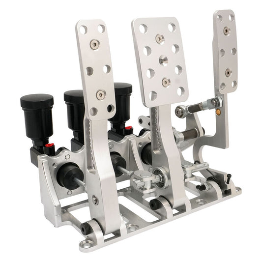 RTS RTS-340-1000 Racing Hydraulic Pedals Box Lightweight Aluminium Floor Mount Brake Clutch Accelerator Pedal with .750" Bore Master Cylinders Raw Kit