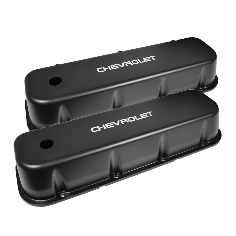 Proflow PFEVC-210 Valve Covers Tall Cast Aluminium Black For Chevrolet Logo BB For Chevrolet Pair