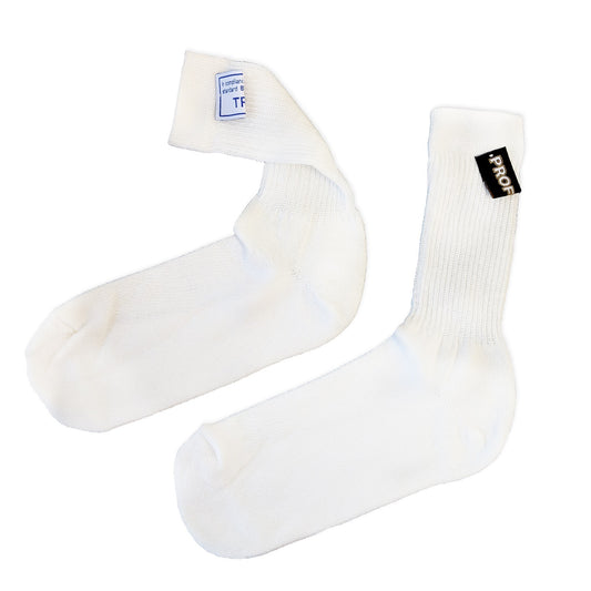 Proforce Safety PFS-4140-L Proforce Fire Retardant Socks SFI 3.3 & FIA Rated Nomex White Mens Large Pair