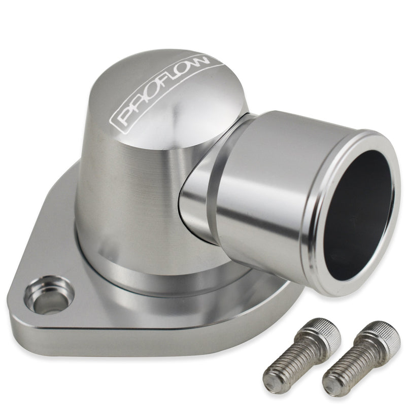 Proflow PFETH-814S Water Neck Billet Aluminium Silver Anodised 90 Degree Swivel SB & BB For Chrysler