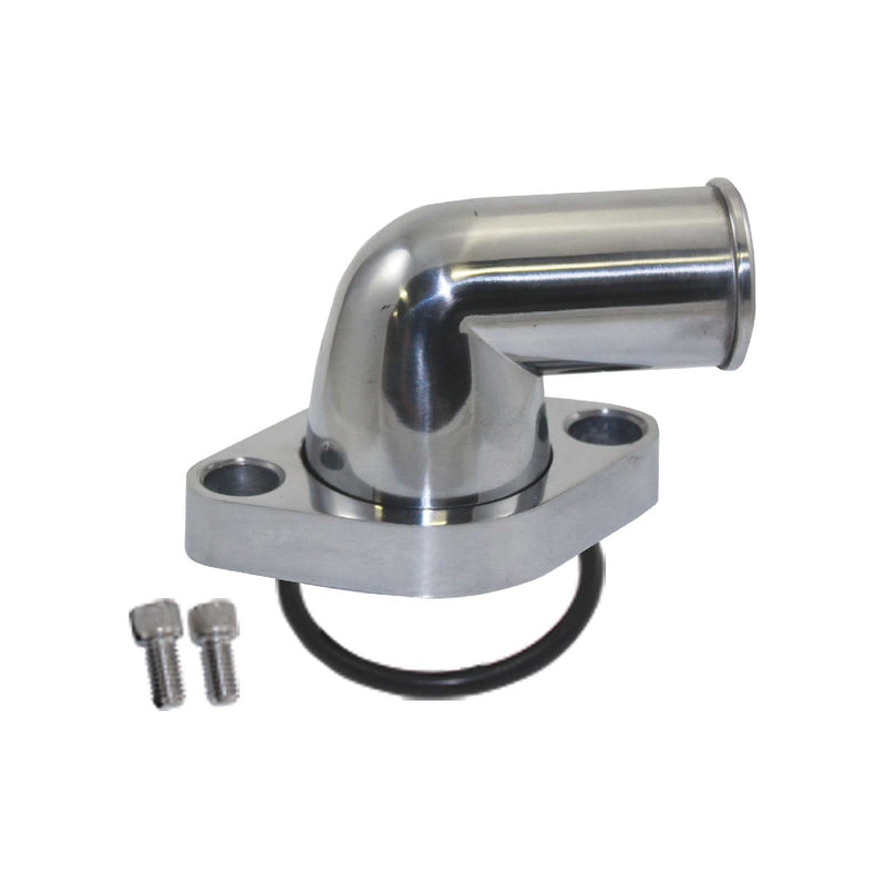 Proflow PFETH-R8456 Aluminium Water Neck For Chevrolet 90 Degree O'Ring Style Polished Aluminum