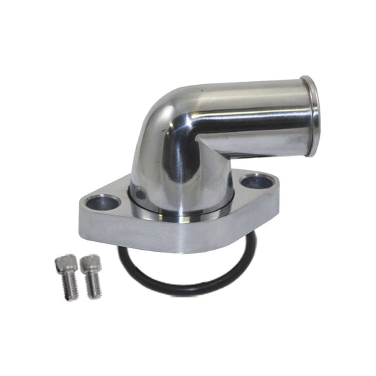 Proflow PFETH-R8456 Aluminium Water Neck For Chevrolet 90 Degree O'Ring Style Polished Aluminum