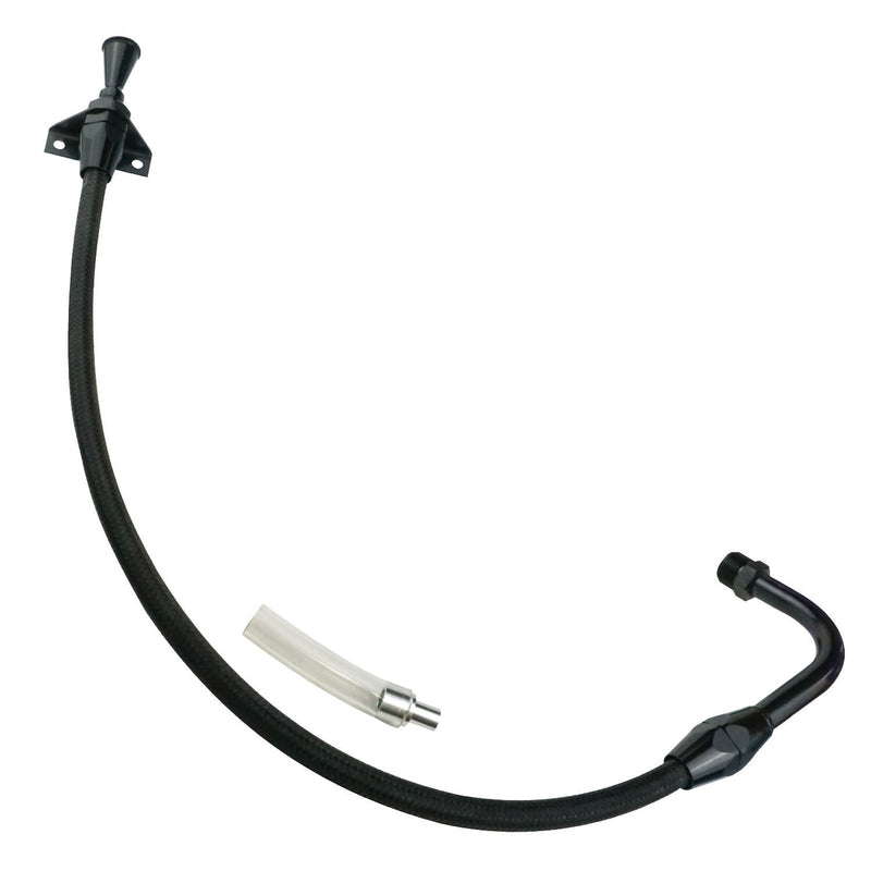 Proflow PFE-XTD-30C4FMPAN Transmission Dipstick Braided Stainless Black Billet Handle Firewall Mount C4,C10 Pan Fill Each