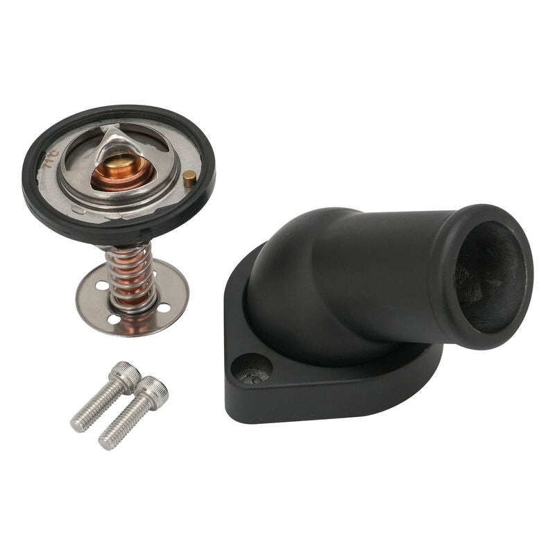 Proflow PFETH-R8937KT-BK Aluminium Water Neck & Thermostat kit LS Chev For Holden 45 degree Swivel Black