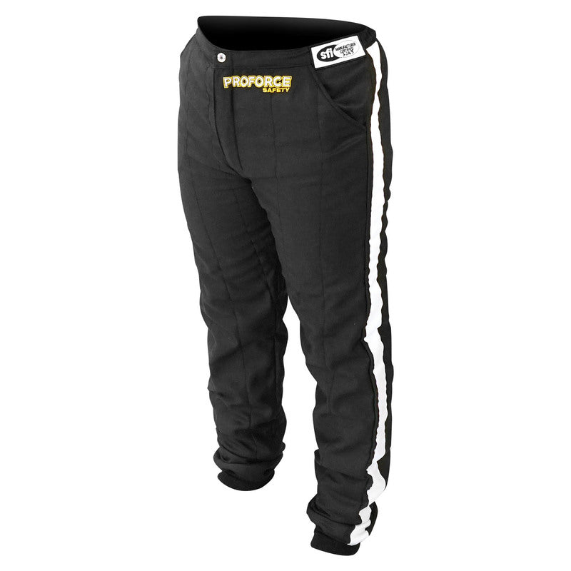 Proforce Safety PFS-4386-M-BK Proforce Pro 2 Driving Suit SFI 3.2A/5 ,Fire Retardant Racing Suit Bottom Pants Two-Piece Multiple Layer Pyrovatex Medium Black/White Strip E