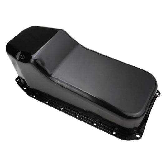 RTS RTS-25-9092BK Oil Pan Sump Steel Black Finish Replacement SB Chev Holden 2-Piece Rear main Driver Side Dipstick Each