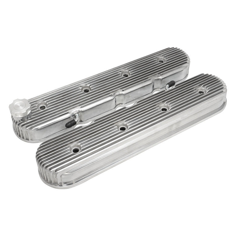 Proflow PFEVC-8580P Valve Covers Tall Cast Aluminium LS Chev For Holden Commodore Engines Vintage Series Finned Polished