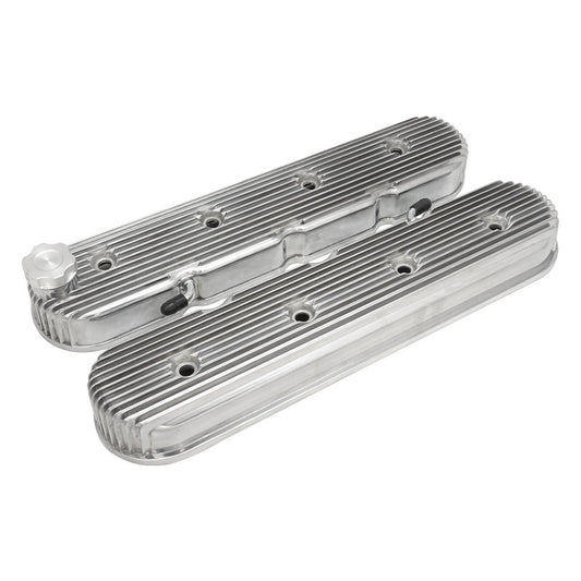 Proflow PFEVC-8580P Valve Covers Tall Cast Aluminium LS Chev For Holden Commodore Engines Vintage Series Finned Polished