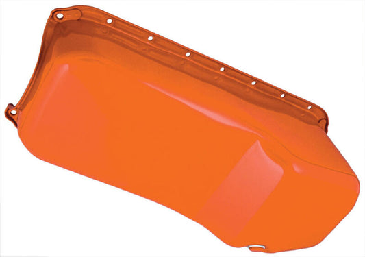 RTS RTS-25-9005OR Oil Pan Sump Steel OEM Style Chev Orange SB Chev 2-Piece Rear Main Passanger Side Dipstick Each