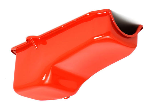 RTS RTS-25-9092OR Oil Pan Sump Steel OEM Style Chev Orange SB Chev 2-Piece Rear Main Driver Side Dipstick Each