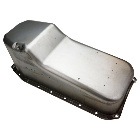 RTS RTS-25-9092U Oil Pan Sump Steel Raw Finish Replacement SB Chev Holden 2-Piece Rear main Driver Side Dipstick Each