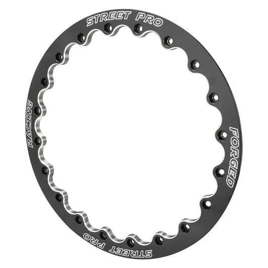 Street Pro Wheels STP009-BL001-BK Street Pro 009 Series Rear Beadlock Ring 15'' Gloss Black Milled Billet Aluminium Each